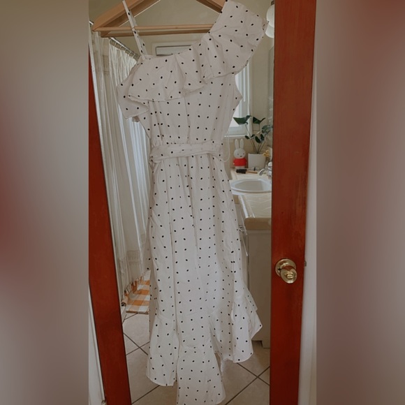 Farrow Asymetical Ruffle Black and White Spring Summer Dress - Picture 5 of 6